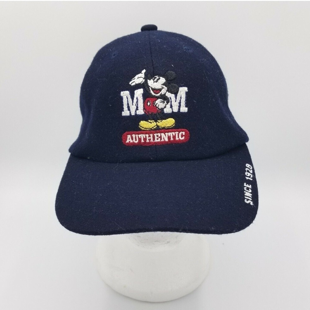 Disney Parks Mickey Mouse Strapback Dad Hat Blue Wool Blend Authentic Since 1928